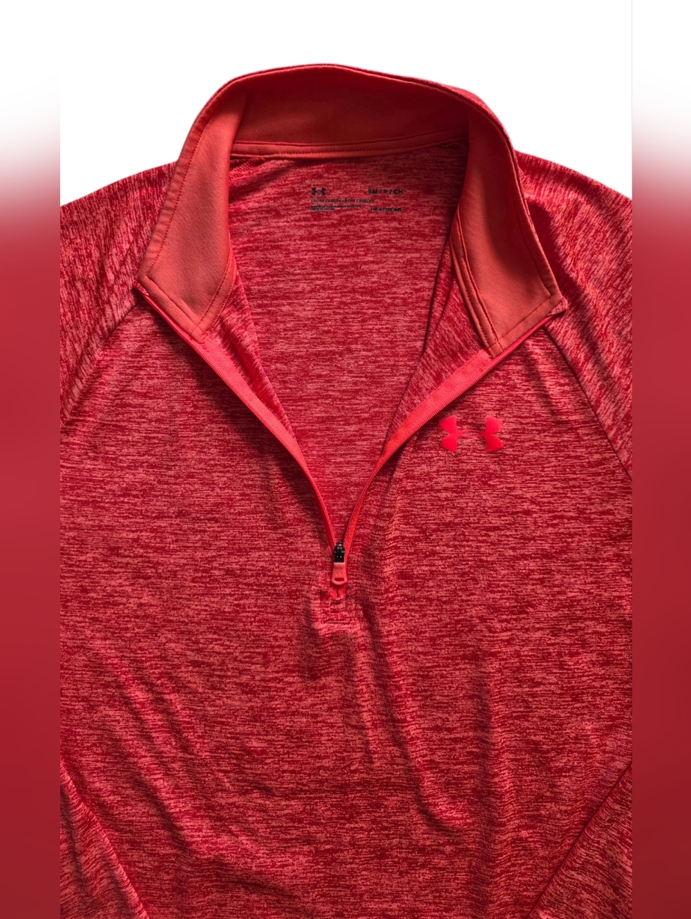 Under Armour Small Red Space Dye Heat Gear 1/4 Zip Performance Workout Pullover - Picture 5 of 9